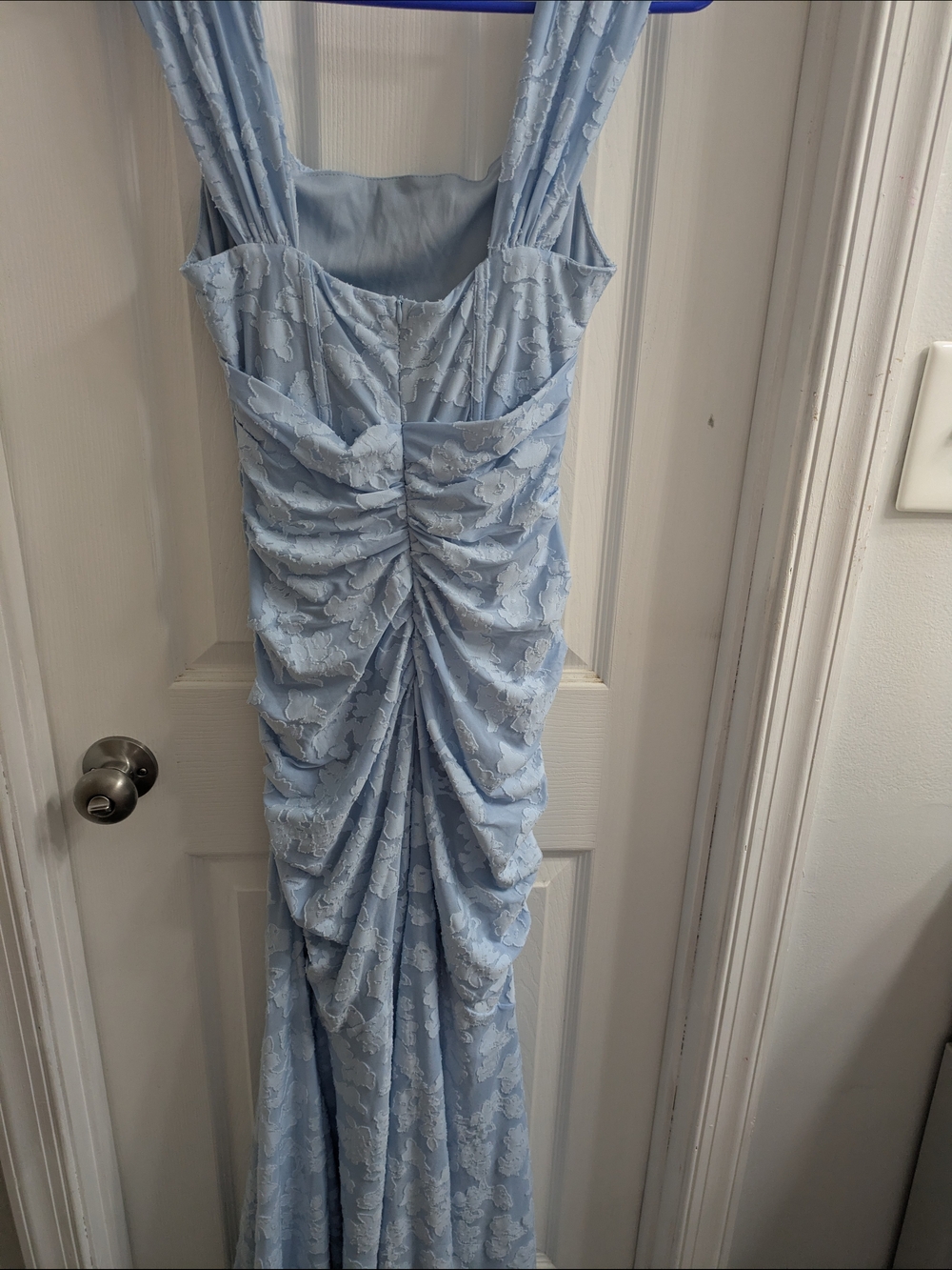 Corset Dress With Textured Floral Overlay Size M Mermaid Boning Ruched Bodycon - Picture 11 of 15